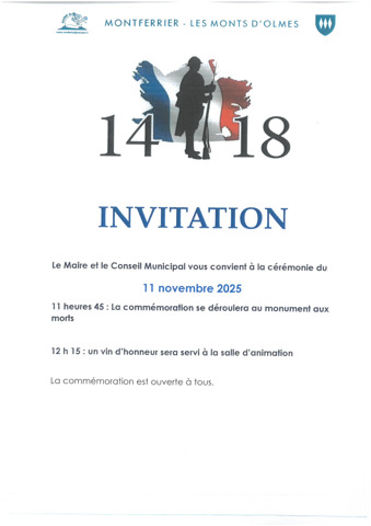 Invitation cérémonie du 11 novembre